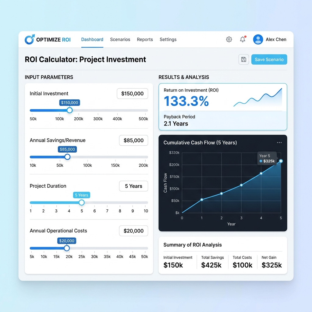 Enterprise ROI Calculator Mockup